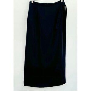 Tristan & Iseut Long Navy Wrap Skirt Fully Lined Size 9 Vintage